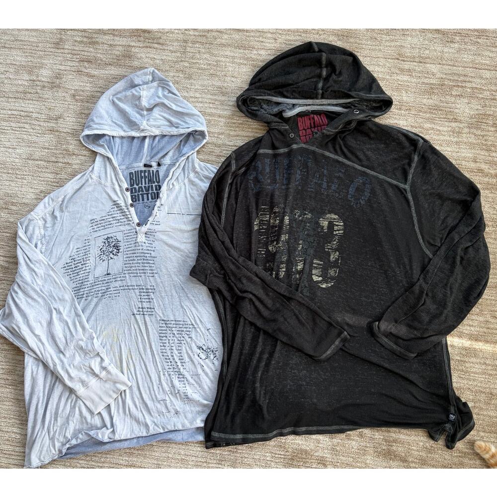 Set of Two Buffalo David Britton‎ Y2K Pullover Henley Sweaters 3XL Unisex Men's